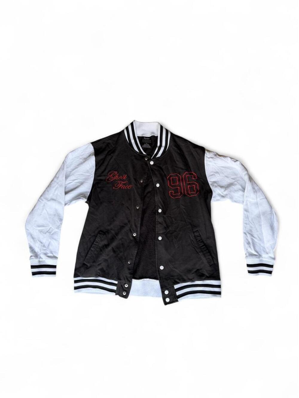 Ghost Face black varsity jacket white sleeves red '96' 'Ghost Face' M MEDIUM
